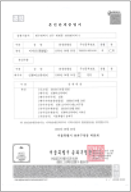 韓国の結婚証明書・婚姻証明書
